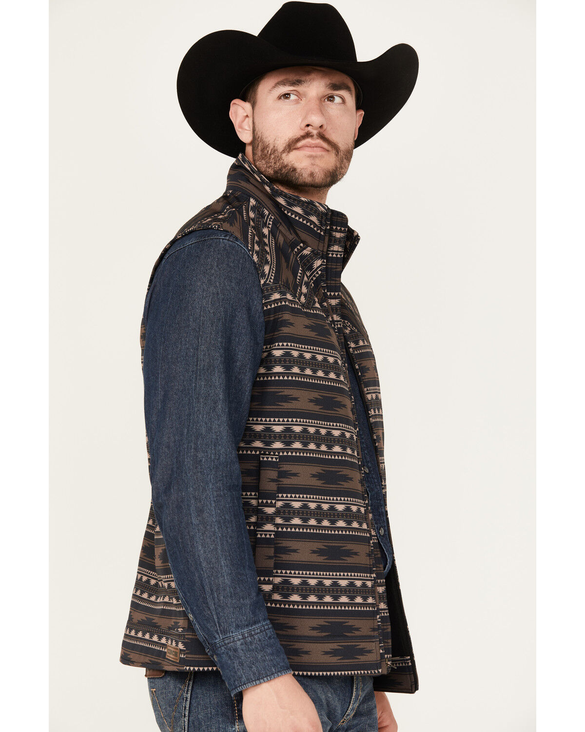 Image #2 - Cinch Men's Southwestern Print Concealed Carry Vest, Brown, hi-res