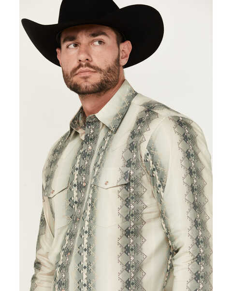 Image #2 - Wrangler Men's Checotah Long Sleeve Pearl Snap Western Shirt , Tan, hi-res