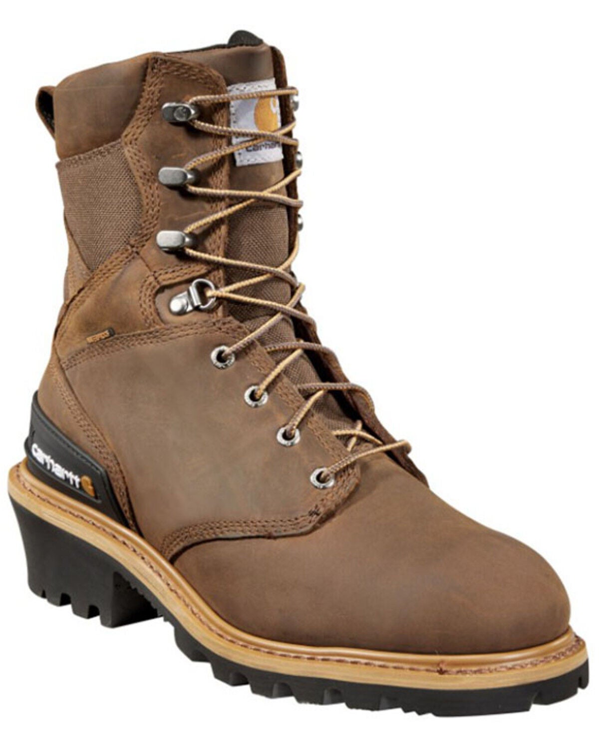 Carhartt 8" Brown Waterproof Logger Boots - Composite Toe, Crazyhorse, hi-res
