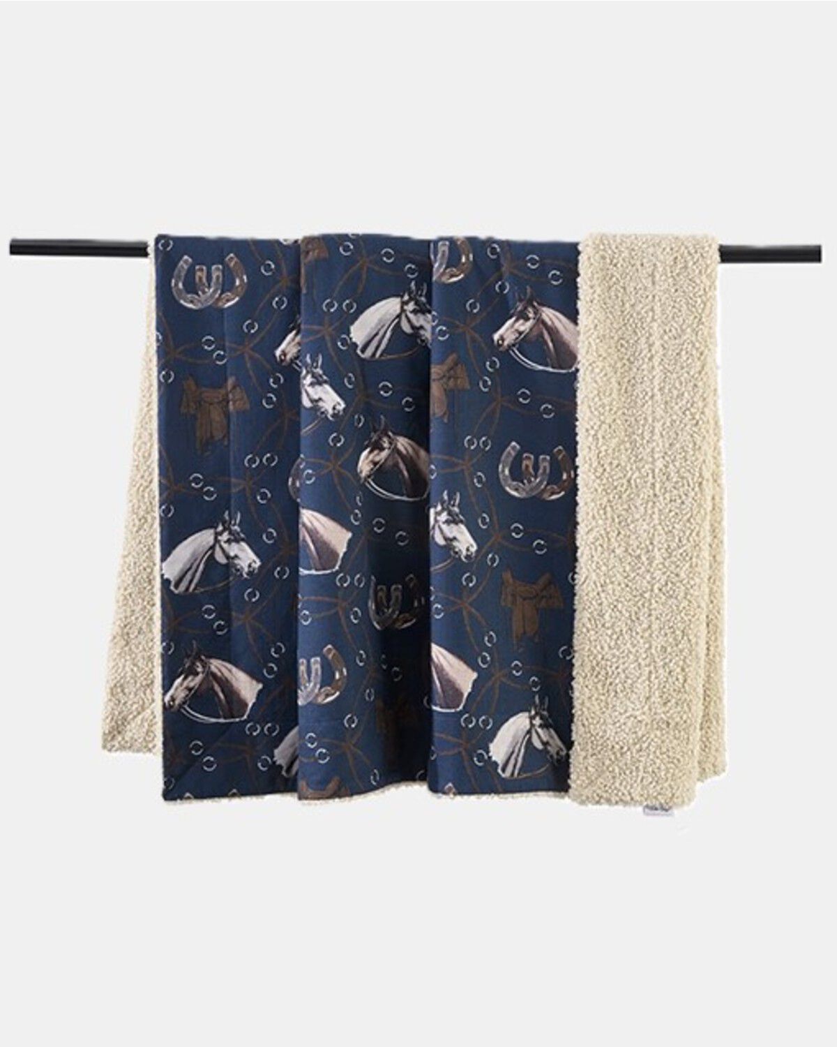 HiEnd Accents Saratoga Teddy Backed Throw Blanket, Navy, hi-res