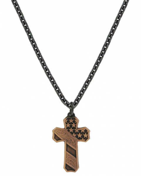 Image #1 - Montana Silversmiths Men's Nickel Faded Glory Cross Necklace , Silver, hi-res