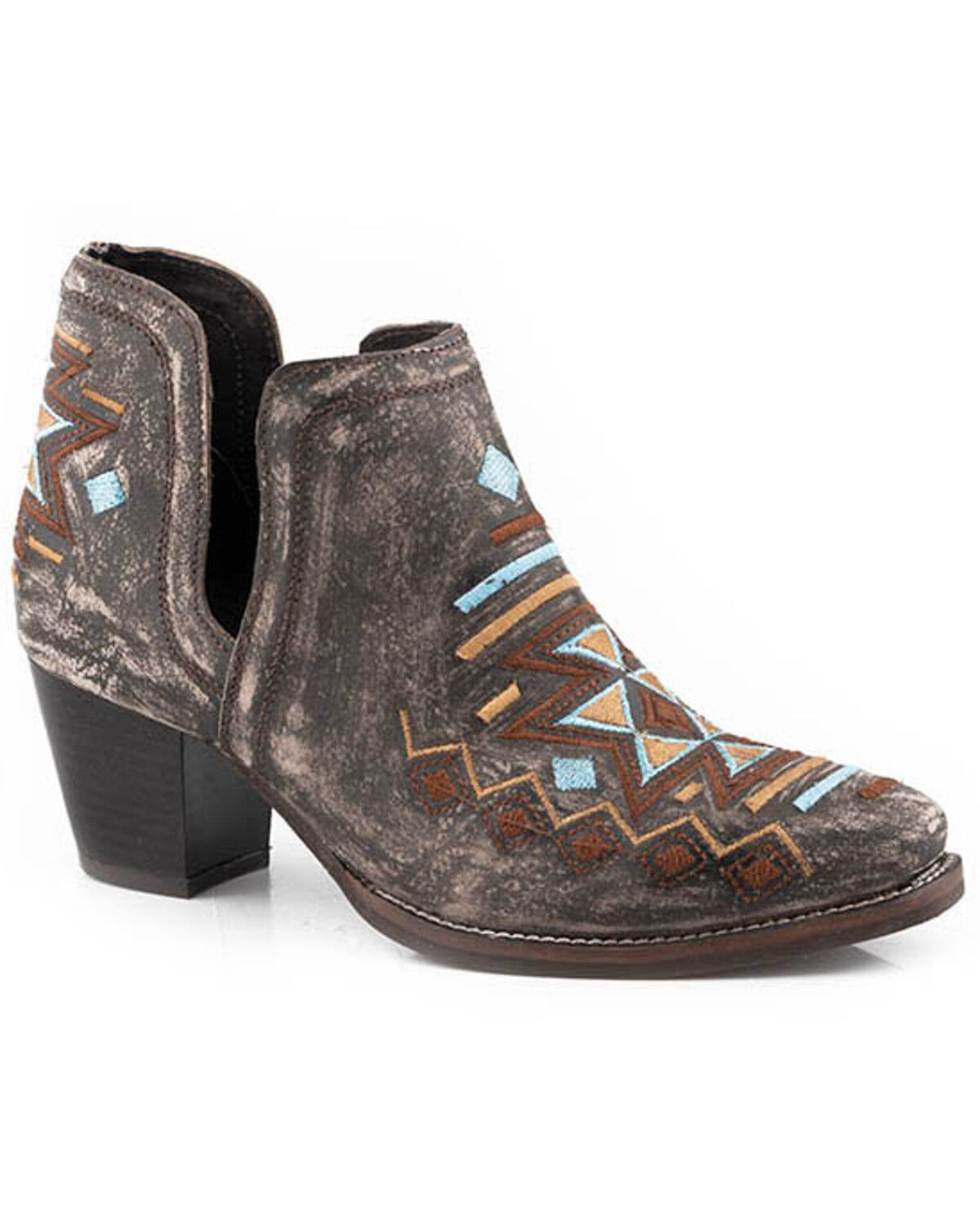 Image #1 - Roper Women's Rowdy Southwestern Booties - Medium Toe, Brown, hi-res