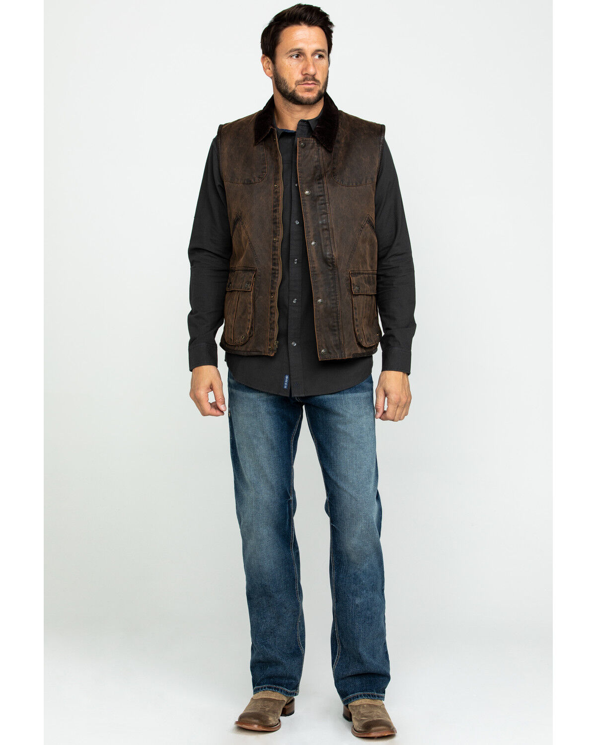 Image #6 - Cripple Creek Men's Enzyme Washed Cotton Concealed Carry Vest, Dark Brown, hi-res
