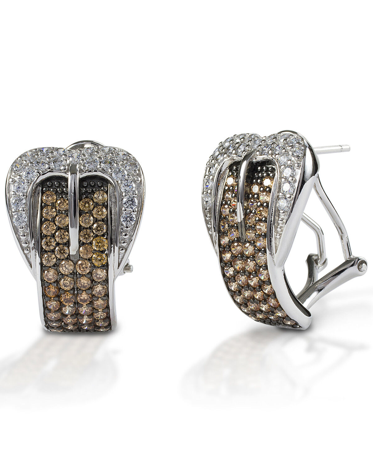 Image #1 - Kelly Herd Women's Cognac Buckle Earrings, Silver, hi-res