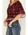 Image #3 - Shyanne Women's Satin Butterfly Sleeve Top, Maroon, hi-res