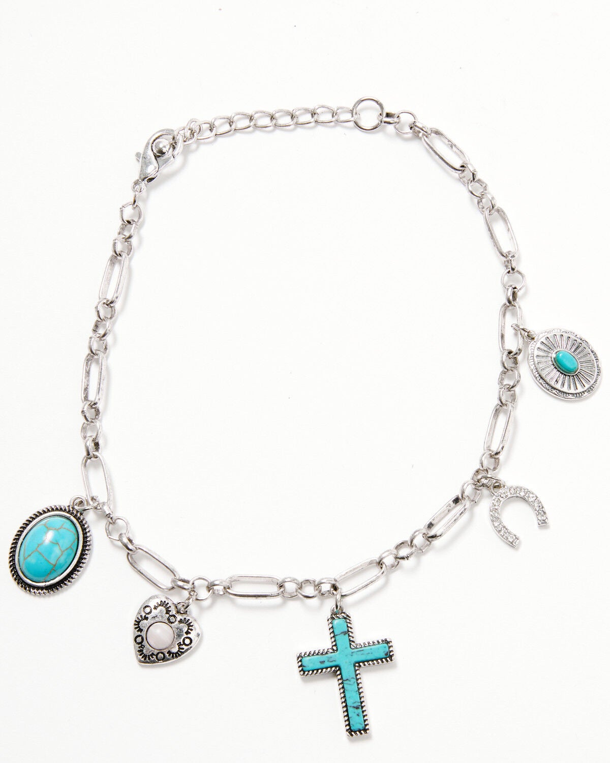 Image #2 - Shyanne Women's Turquoise Cross Charms Boot Bracelet, Silver, hi-res