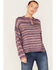 Image #1 - Cleo + Wolf Women's Space Dye Henley Sweater, Violet, hi-res