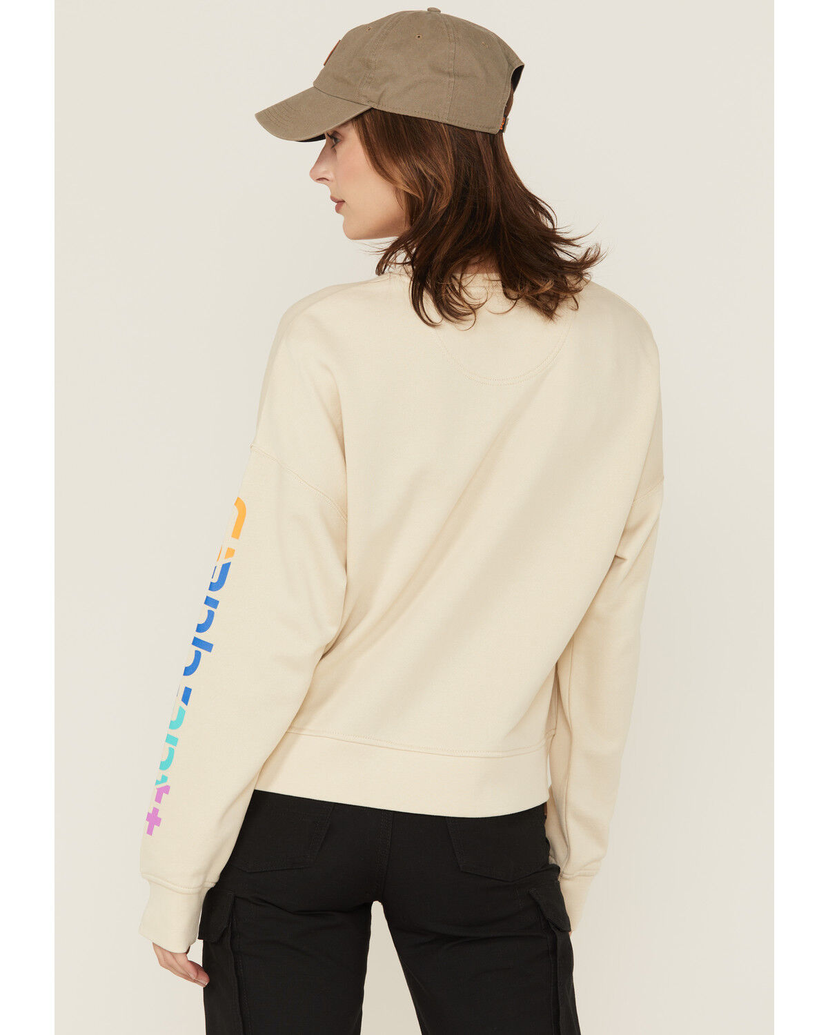 Image #4 - Carhartt Women's TENCEL™ Fiber Series Loose Fit Long Sleeve Graphic Sweatshirt, Oatmeal, hi-res