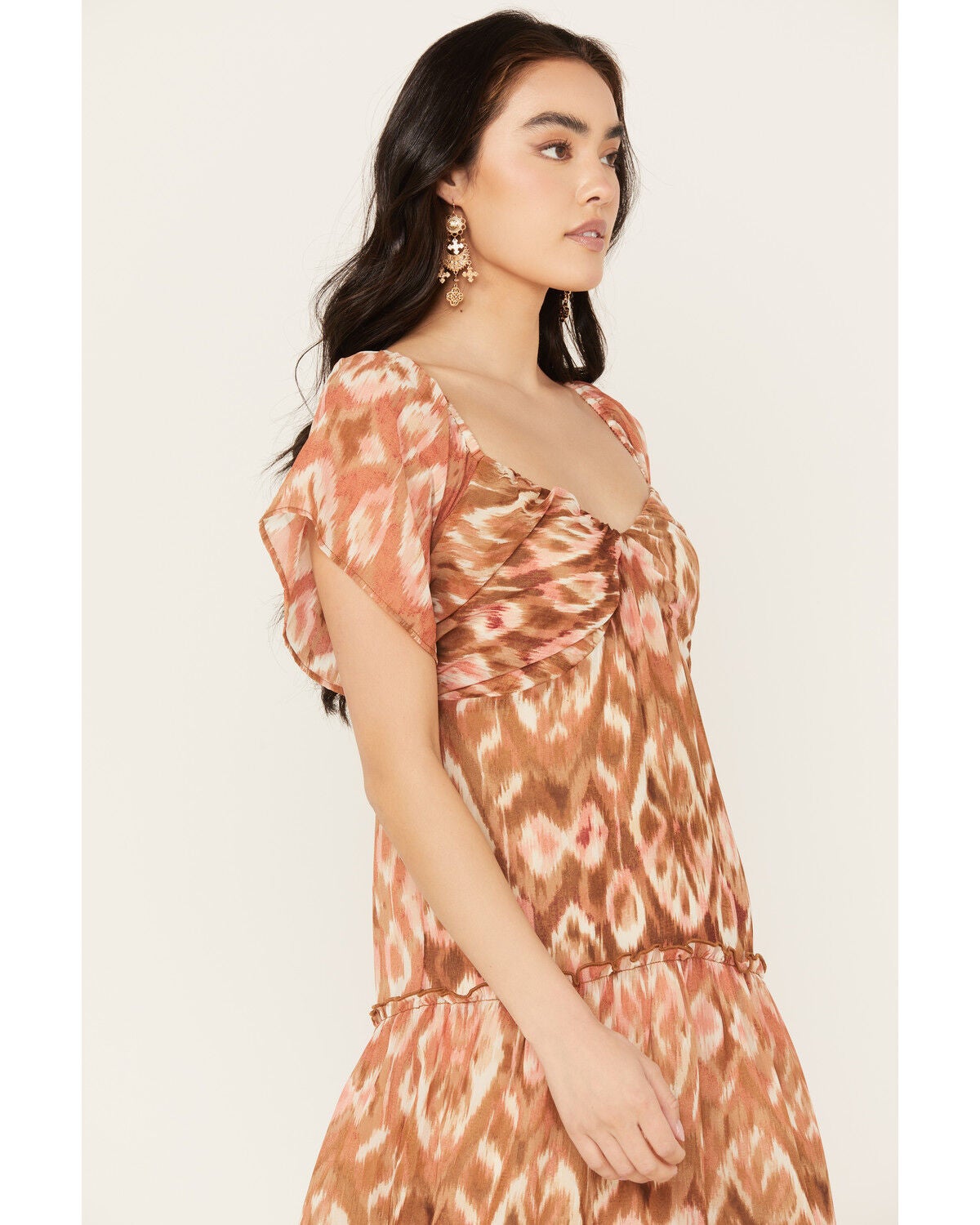 knee length dresses for ladies Handwoven Ikat Fit and Flare Midi Dress in Black main image 0