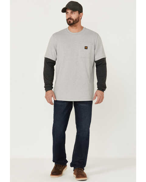 Image #2 - Hawx Men's Layered Pocket Light Gray Long Sleeve Work T-Shirt , Light Grey, hi-res