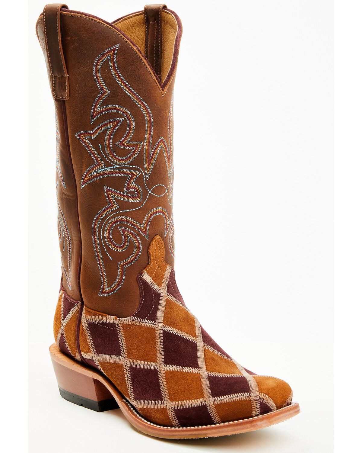 Horse Power Men's Patchwork Western Boots - Square Toe, Tan, hi-res