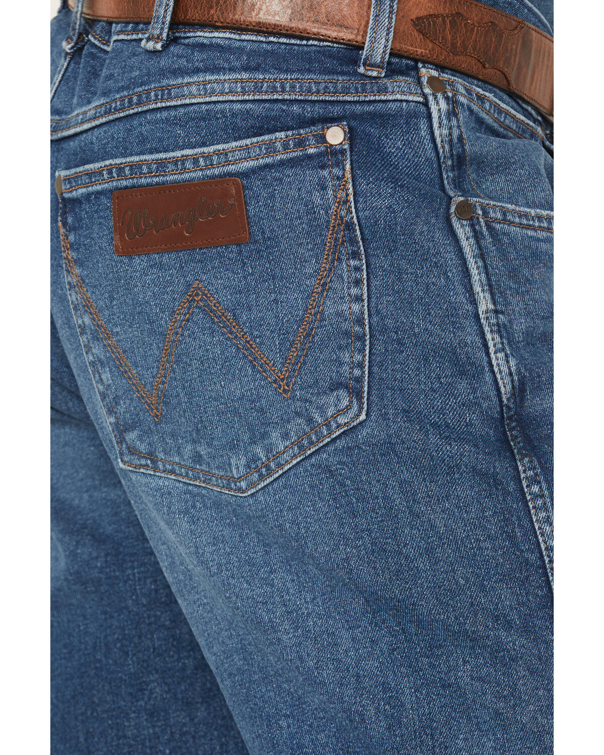 Image #4 - Wrangler Retro Men's 77MWZ Dark Wash Slim Bootcut Stretch Denim Jeans, Dark Wash, hi-res