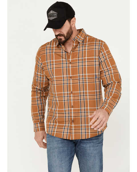 Brothers & Sons Men's Cheyenne Plaid Print Long Sleeve Button-Down Western Shirt, Rust Copper, hi-res