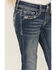 Image #4 - Grace in LA Girls' Dark Wash Steer Head Pocket Bootcut Denim Jeans, Medium Wash, hi-res