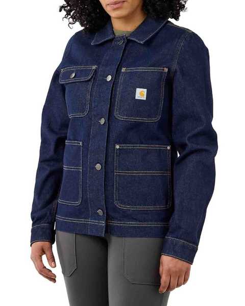 Carhartt Women's Rugged Flex Relaxed Fit Denim Jacket, Blue, hi-res