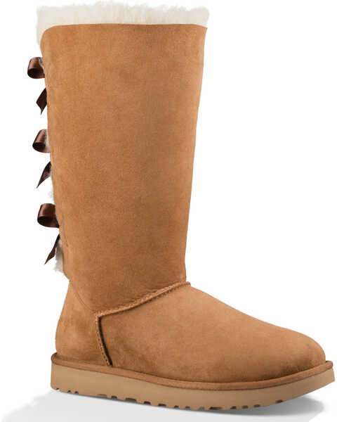 UGG Women's Chestnut Bailey Bow Tall II Boots - Round Toe , Brown, hi-res