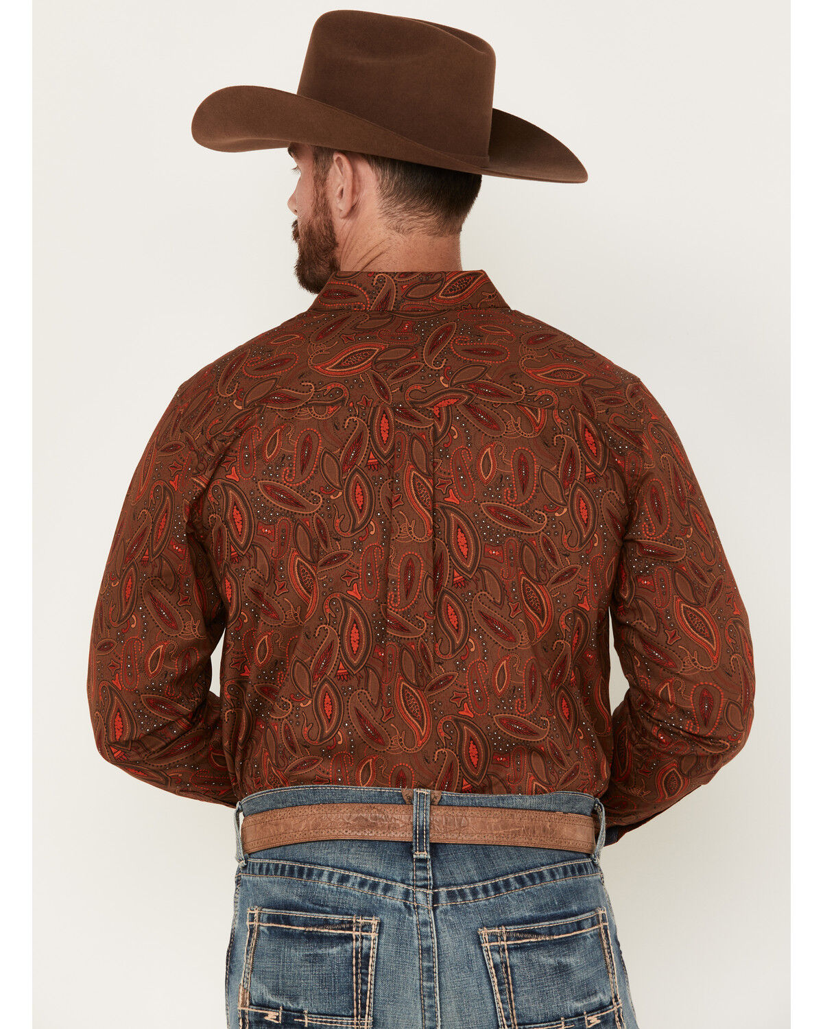 Image #4 - Cody James Men's Tortuga Paisley Print Button Down Western Shirt, Brown, hi-res