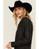Image #2 - Rock & Roll Denim Women's Rhinestone Long Sleeve Button-Down Western Shirt, Black, hi-res