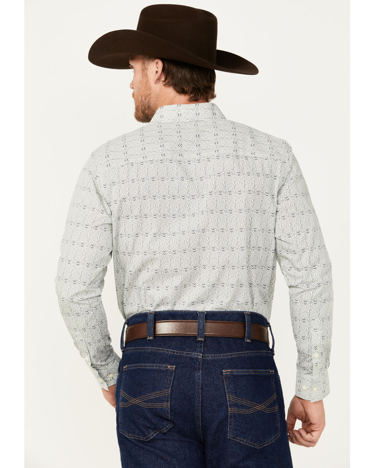 Image #4 - Gibson Trading Co Men's Arrow Down Southwestern Striped Print Long Sleeve Button-Down Western Shirt, Natural, hi-res