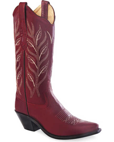 Old West Women's Red Fashion Western Cowboy Boots - Snip Toe, Red, hi-res