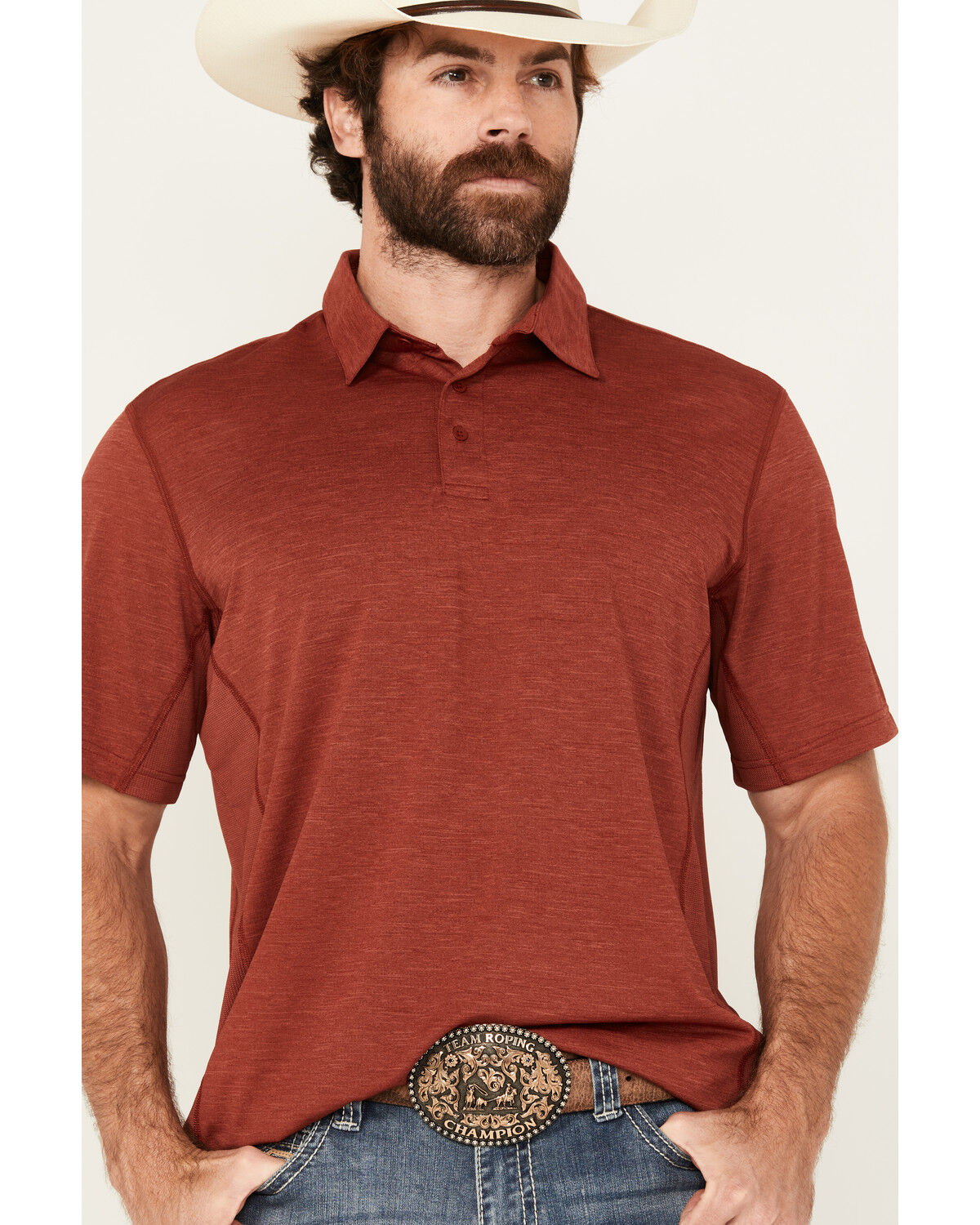 Image #2 - Wrangler Men's Solid Short Sleeve Performance Polo, Red, hi-res
