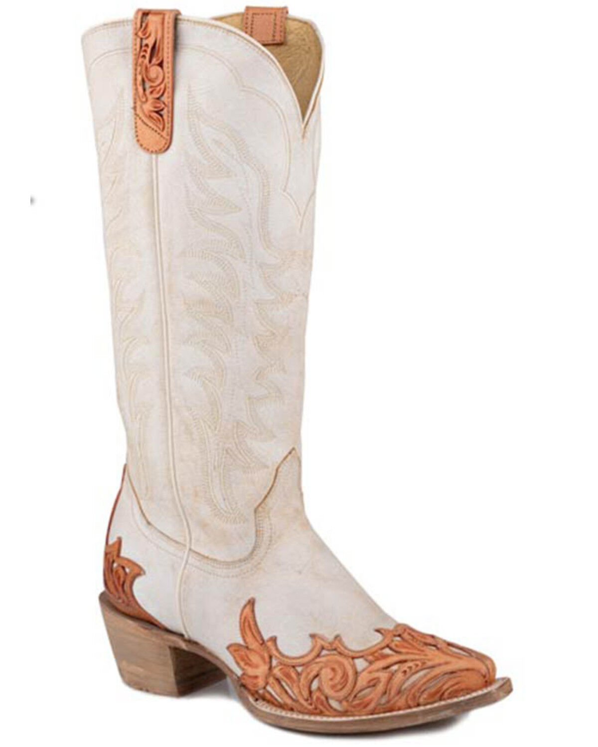 Image #1 - Roper Women's The Natural Tall Western Boots - Snip Toe, White, hi-res