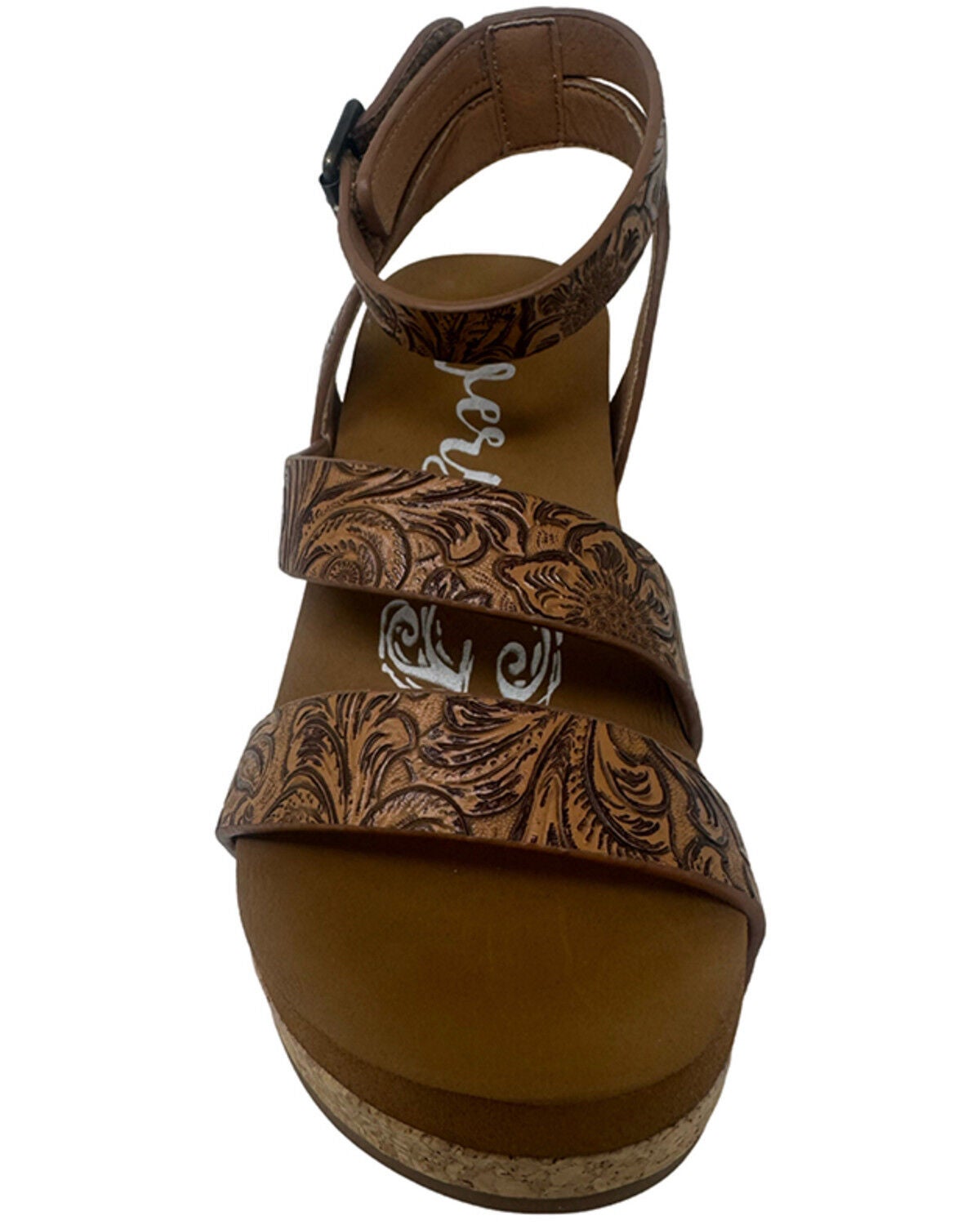 Image #4 - Very G Women's Kiara Tooled Platform Sandals, Chocolate, hi-res
