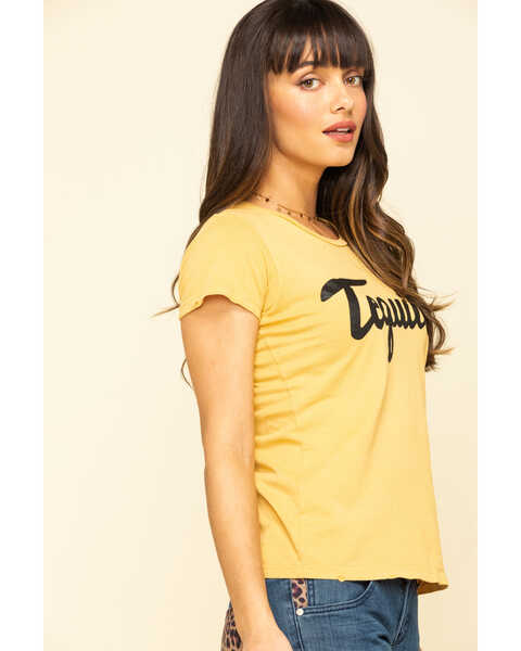 Image #5 - Bandit Brand Women's Mustard Tequila Graphic Short Sleeve Tee , Dark Yellow, hi-res