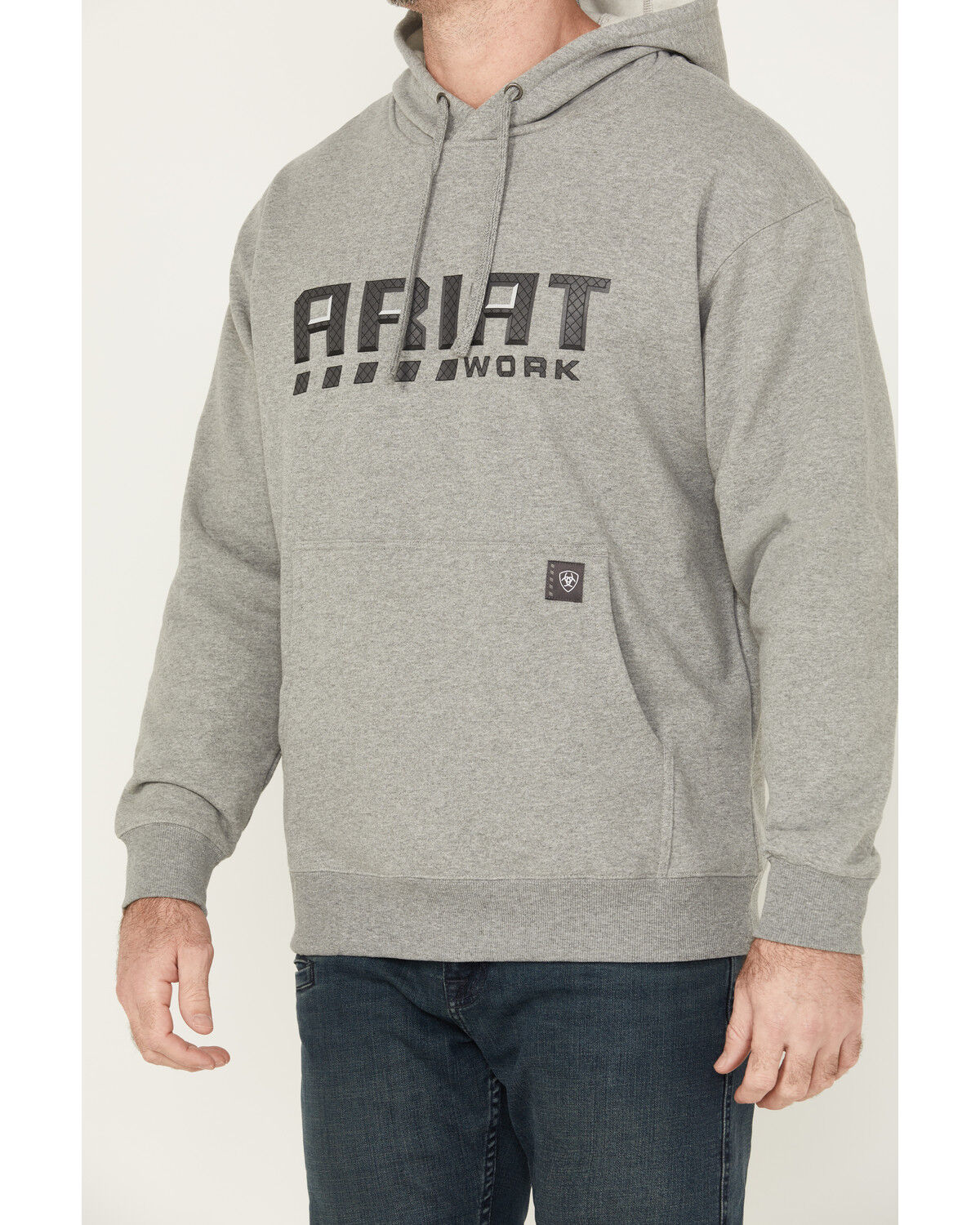Image #3 - Ariat Men's Rebar Workman Drive Hooded Sweatshirt, Grey, hi-res