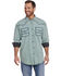 Image #1 - Cowboy Up Men's Vintage Wash Plaid Print Long Sleeve Snap Western Shirt, Green, hi-res