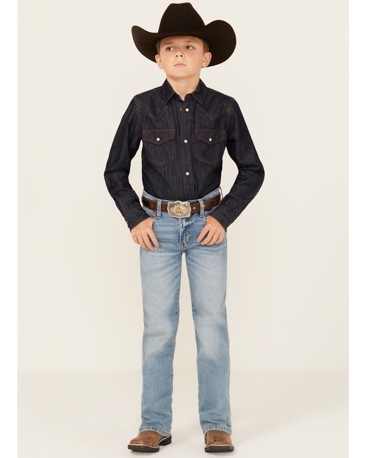 Image #1 - Wrangler Retro Boys' Woodmere Light Wash Slim Bootcut Stretch Denim Jeans, Blue, hi-res