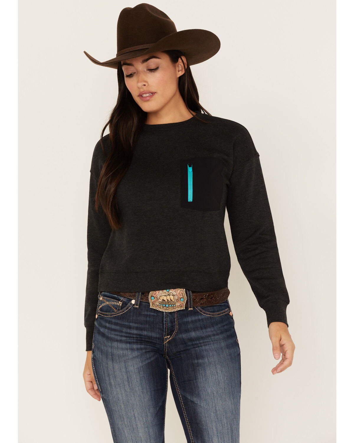 Image #1 - RANK 45® Women's Logo Sweatshirt, Black, hi-res