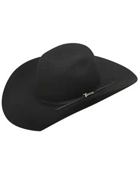 M & F Western Twister Felt Cowboy Hat , Black, hi-res