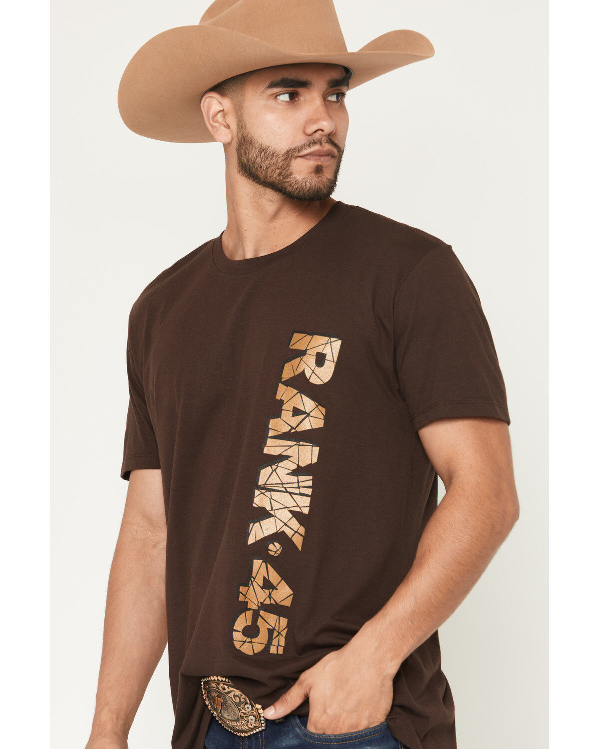 Image #2 - RANK 45® Men's Shattered Short Sleeve Graphic T-Shirt, Dark Brown, hi-res