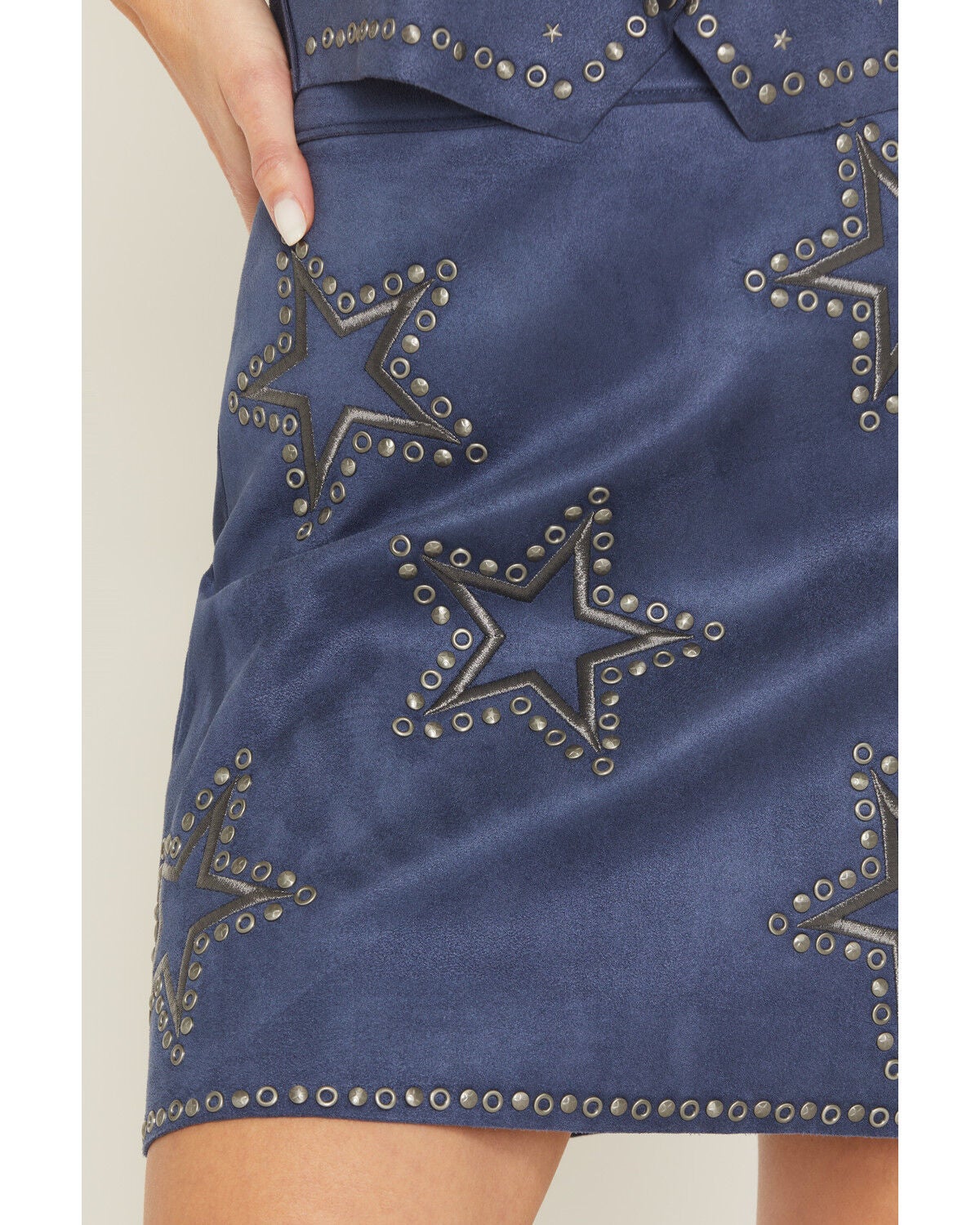 Image #2 - Idyllwind Women's Starview Studded Faux Suede Mini Skirt, Dark Blue, hi-res