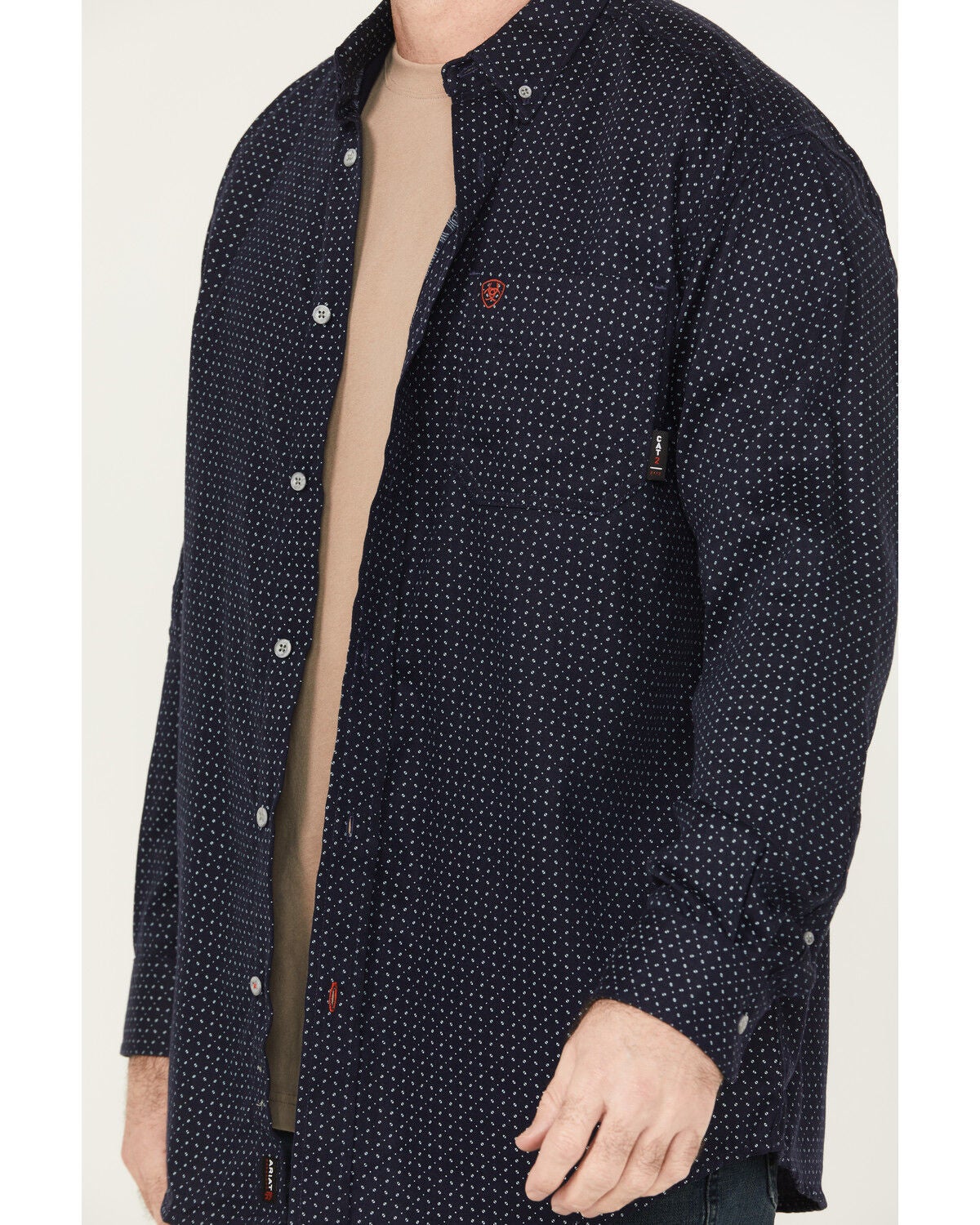 Image #3 - Ariat Men's FR Lever Printed Long Sleeve Button-Down Work Shirt, Navy, hi-res