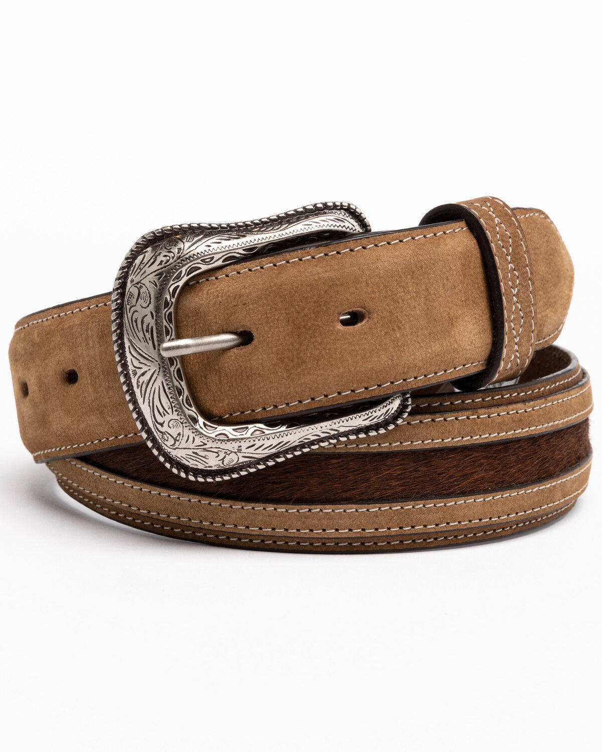 Image #1 - Cody James Men's Hair-On Praying Cowboy Concho Western Belt, Brown, hi-res