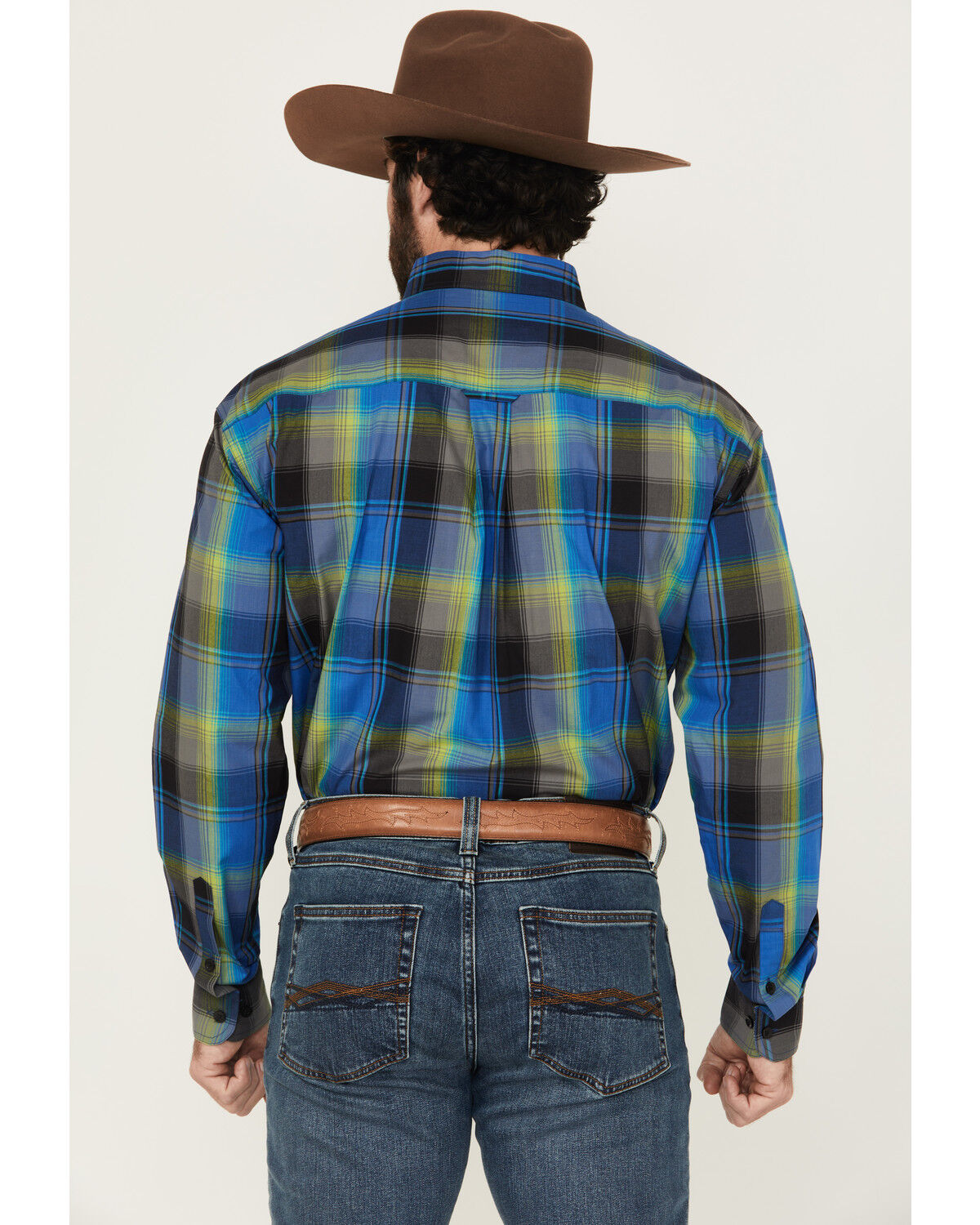 Image #4 - Roper Men's Amarillo Plaid Print Long Sleeve Button-Down Western Shirt, Blue, hi-res