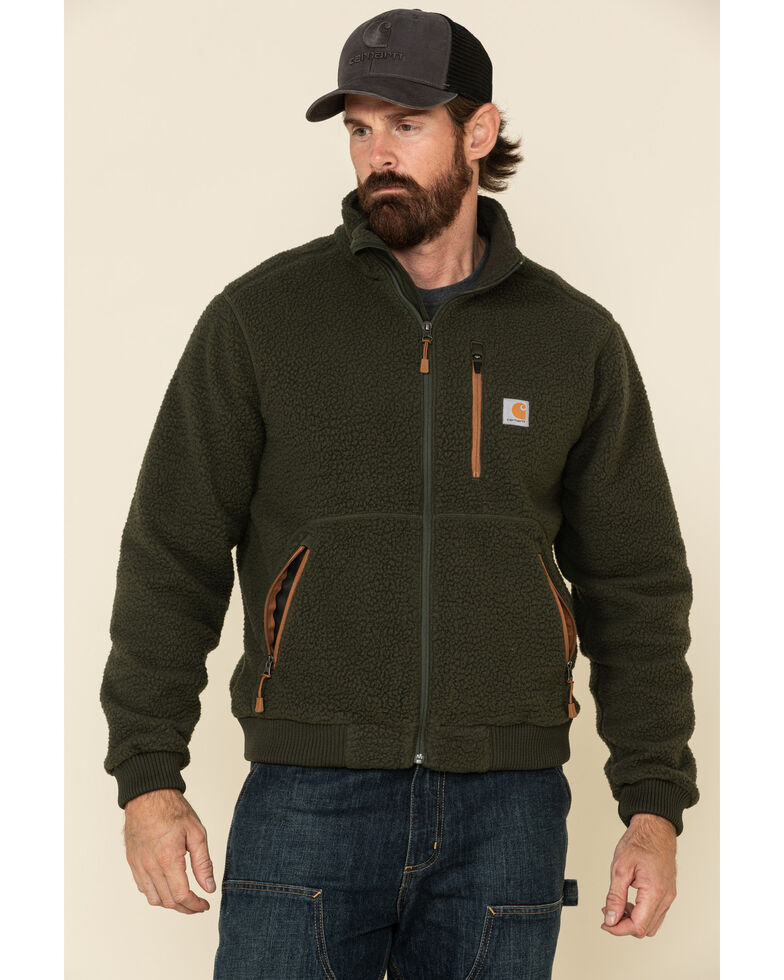 Carhartt Men's Fleece Zip-Front Work Jacket , Olive, hi-res