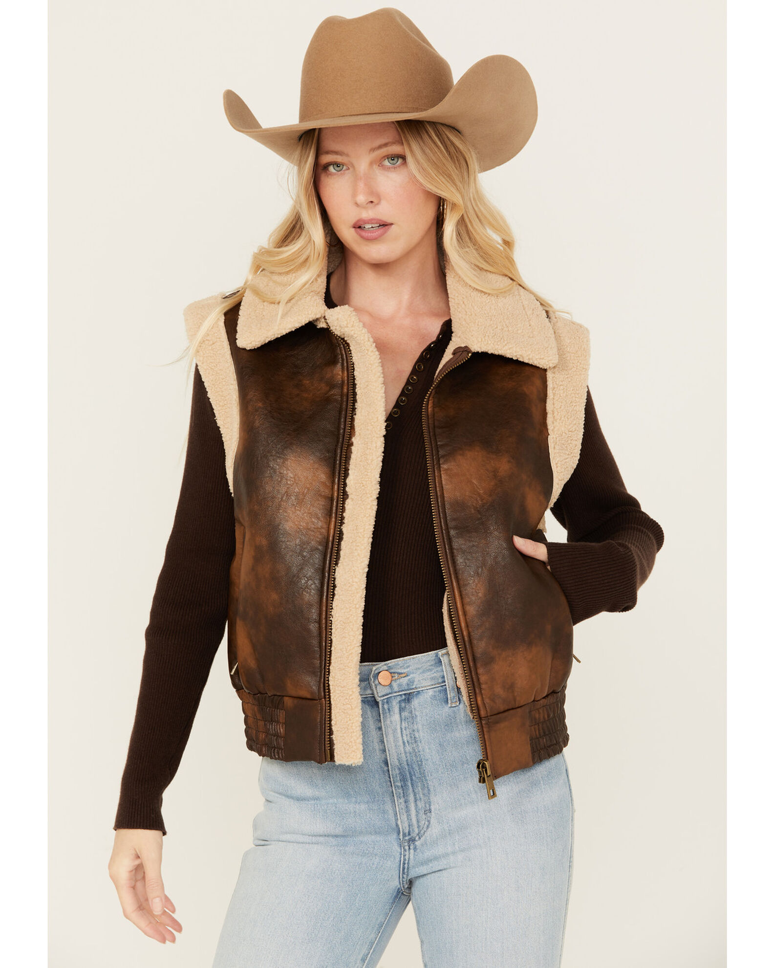 Womens faux clearance leather vest
