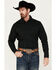 Image #1 - Justin Men's Boot Barn Exclusive JustFlex Diamond Geo Print Long Sleeve Button-Down Western Shirt , Black, hi-res