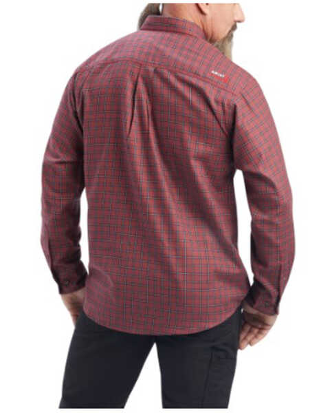 Image #2 - Ariat Men's FR Payne Small Plaid Print Long Sleeve Button Down Work Shirt , Mahogany, hi-res