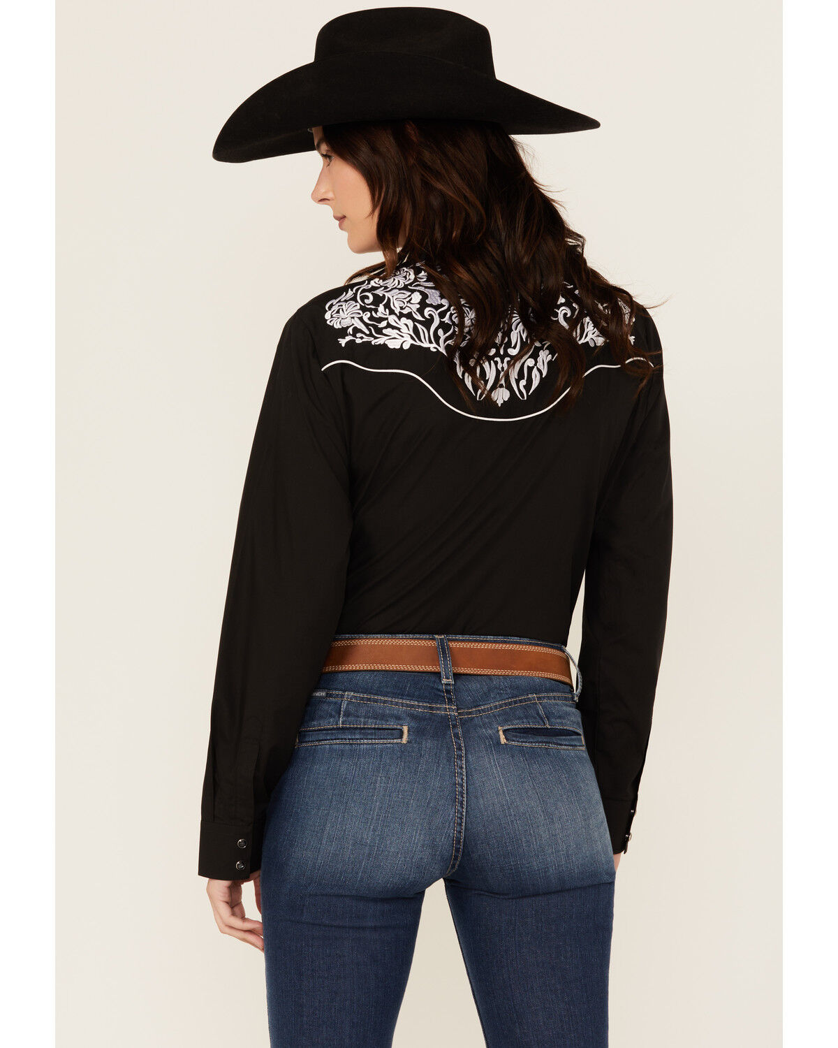 Image #4 - Rodeo Clothing Women's Embroidered Long Sleeve Snap Western Shirt, Black, hi-res