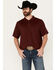 Image #1 - RANK 45® Men's Herringbone Short Sleeve Polo, Burgundy, hi-res