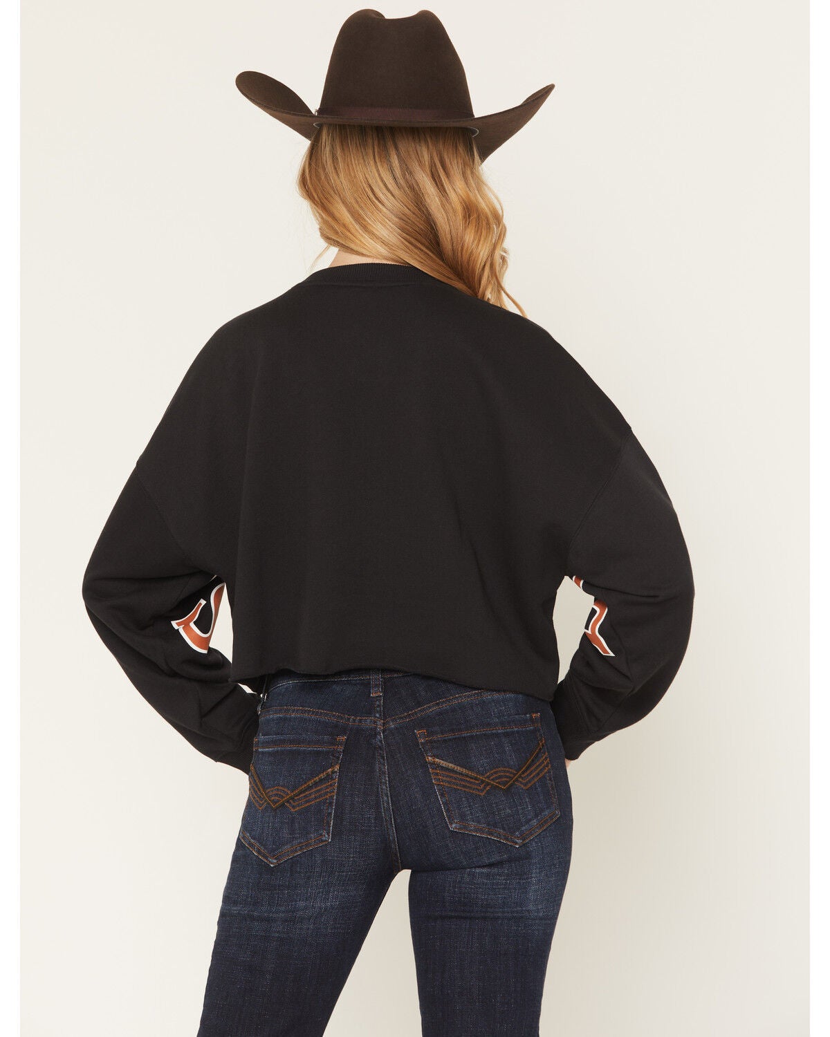 Image #4 - Gameday Women's UT Split Long Sleeve Cropped Graphic Tee, Black, hi-res
