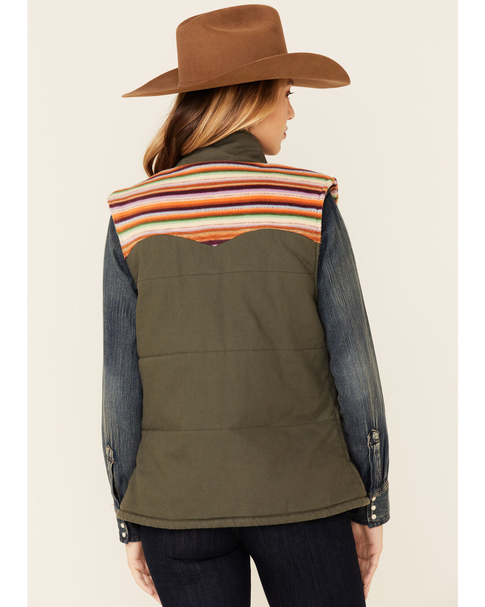 Hooey Women's Green Serape Yoke Button Vest - Country Outfitter