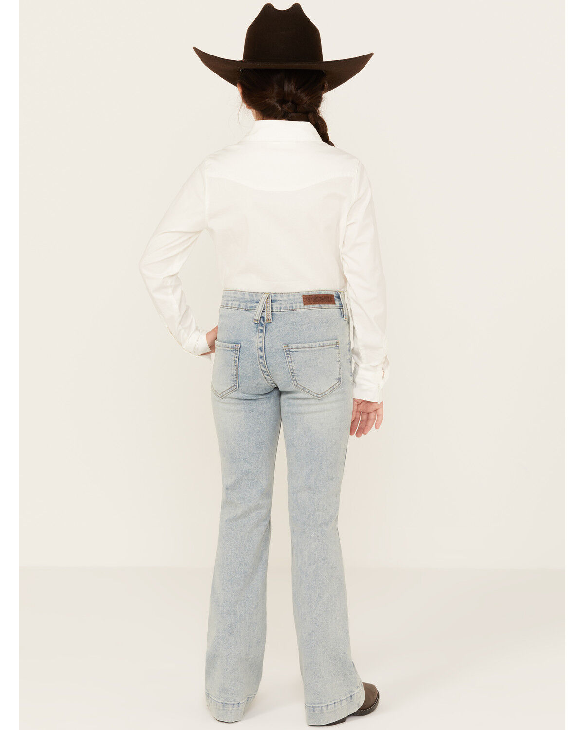 Image #3 - Rock & Roll Denim Girls' Light Wash Smile Pocket Denim Trousers, Light Wash, hi-res
