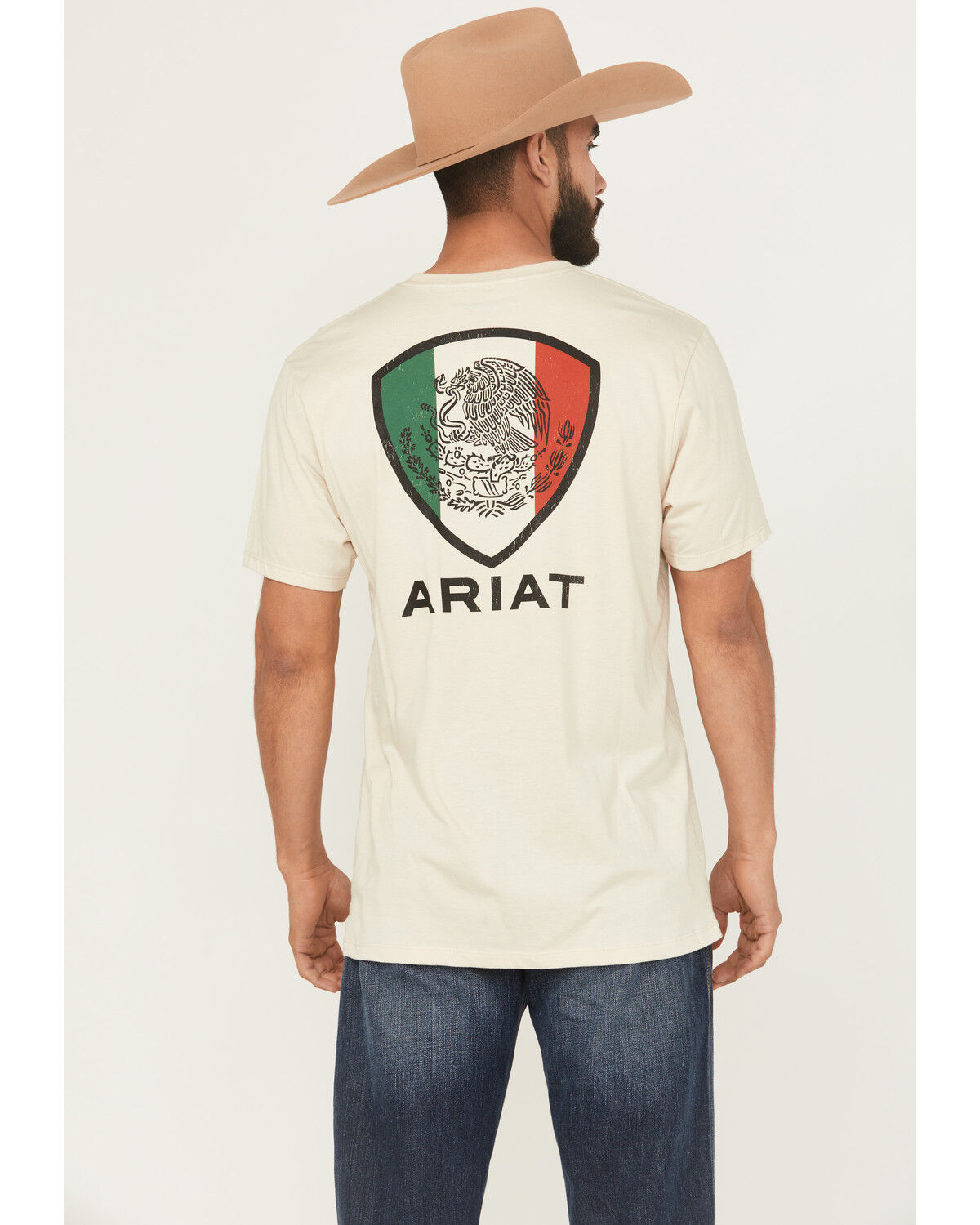 Image #1 - Ariat Men's Tenochitlan Shield Short Sleeve Graphic T-Shirt, Natural, hi-res