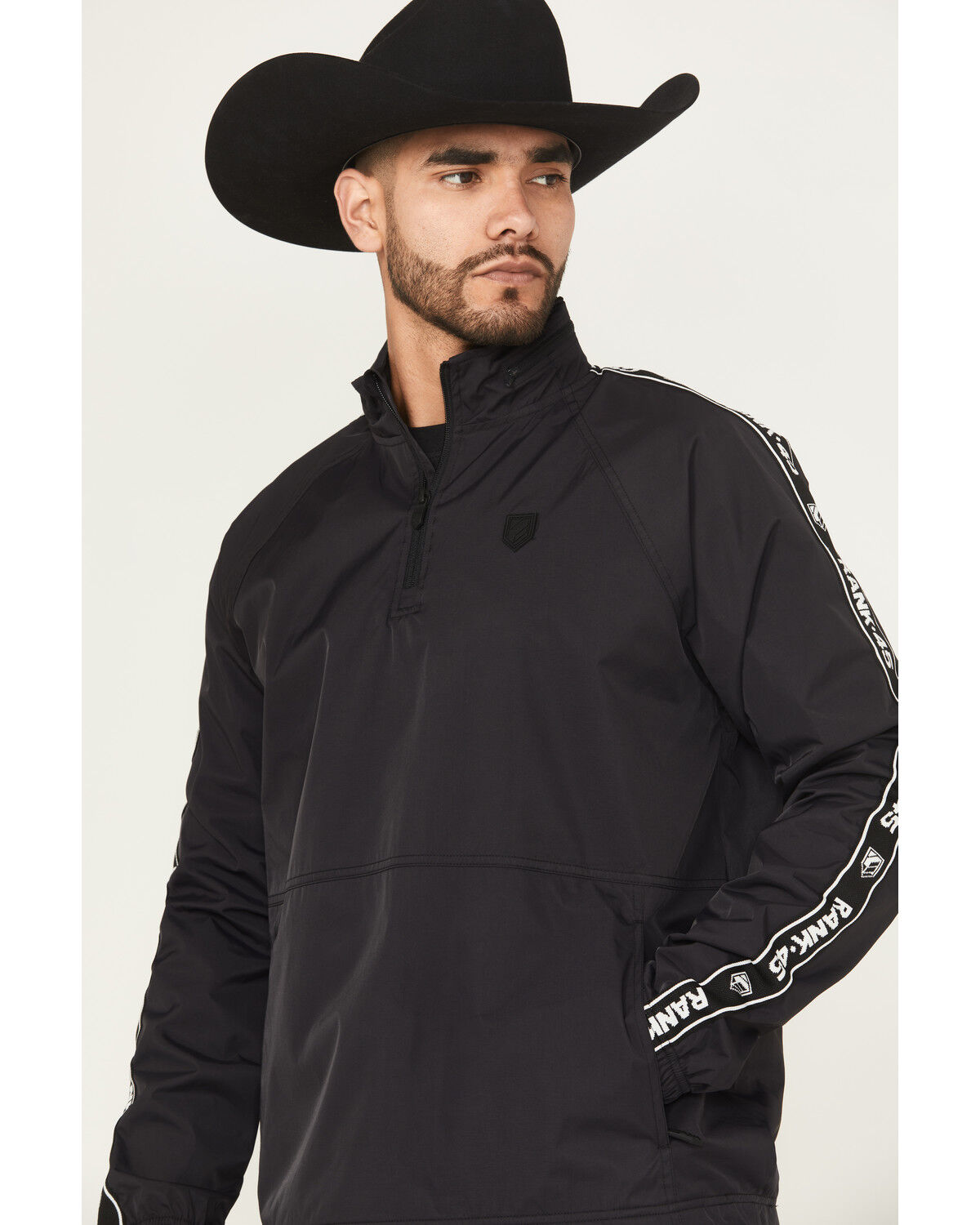 Image #2 - RANK 45® Men's Hungup Windbreaker Hooded Pullover, Black, hi-res