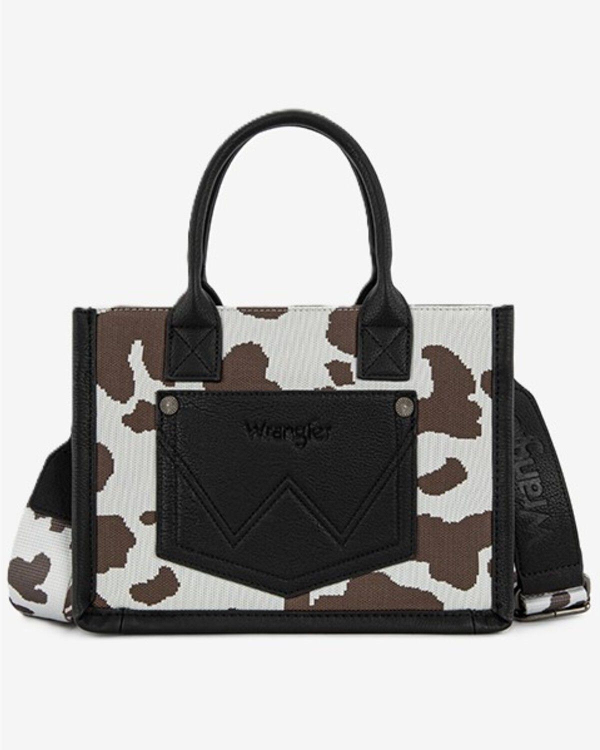 Image #2 - Wrangler Women's Cow Print Crossbody Tote Bag, Black, hi-res